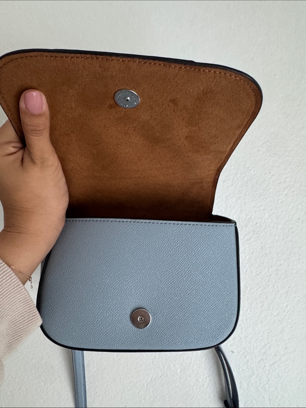 Coach Light Blue Gray Pebbled Leather Mini Top-Handle Crossbody - Picture 4 of 9